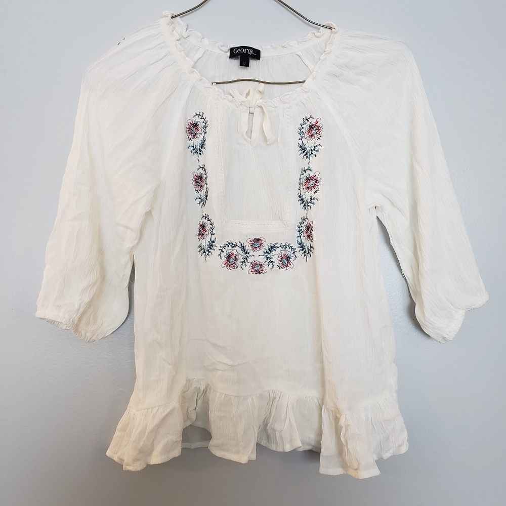 George Girls Lightweight Embroidered Flowy Blouse